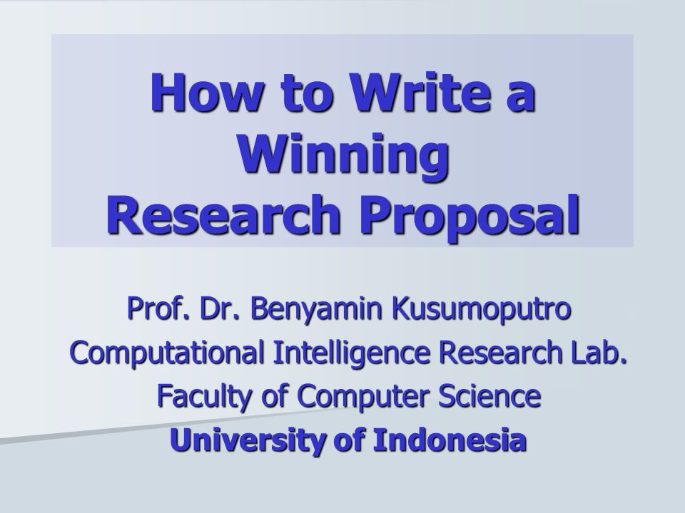Advice on writing a research proposal